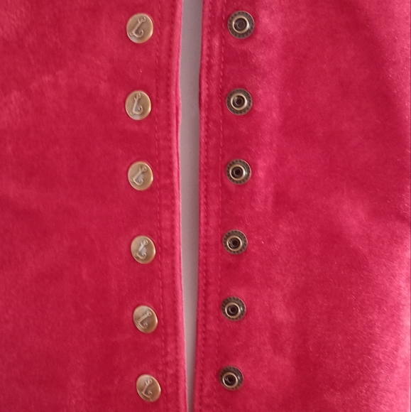 Live A Little Vintage 90's Jacket Top Red Raspberry Leather Button Down - Picture 14 of 15